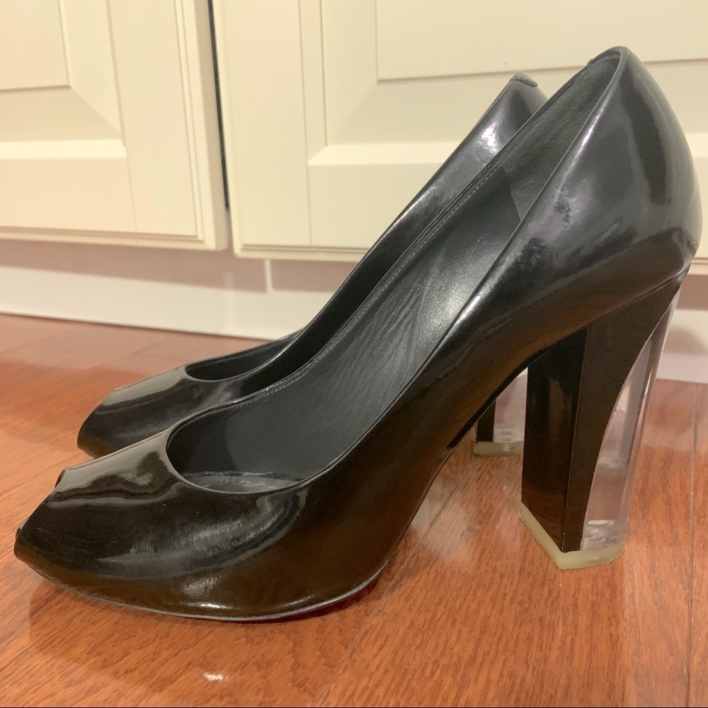 Marc Jacobs lucite acrylic illusion heel peep toe pumps